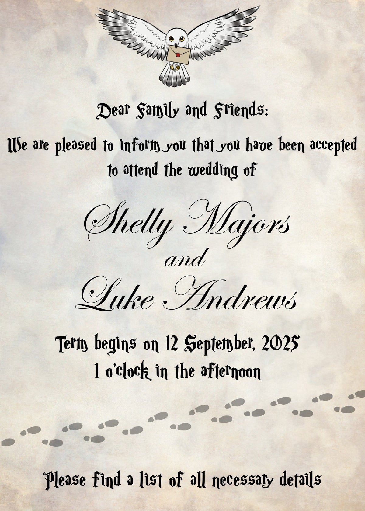 Magical Harry Potter Wedding Invitation Template - Printable & Digital