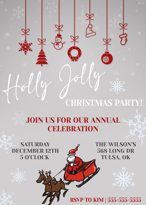 Christmas Party Invitation Template - Digital & Printable